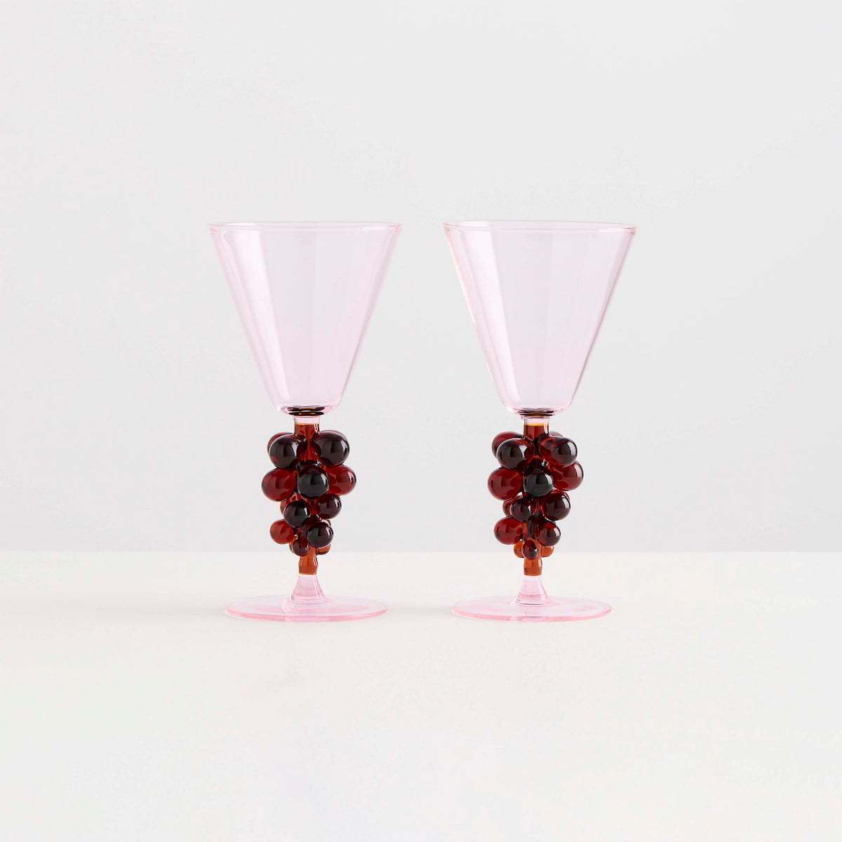 2 Bordeaux Wine Glasses | Pink &amp; Amber